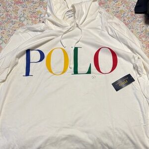 Polo by Ralph Lauren White Hoodie with Multicolor Logo
